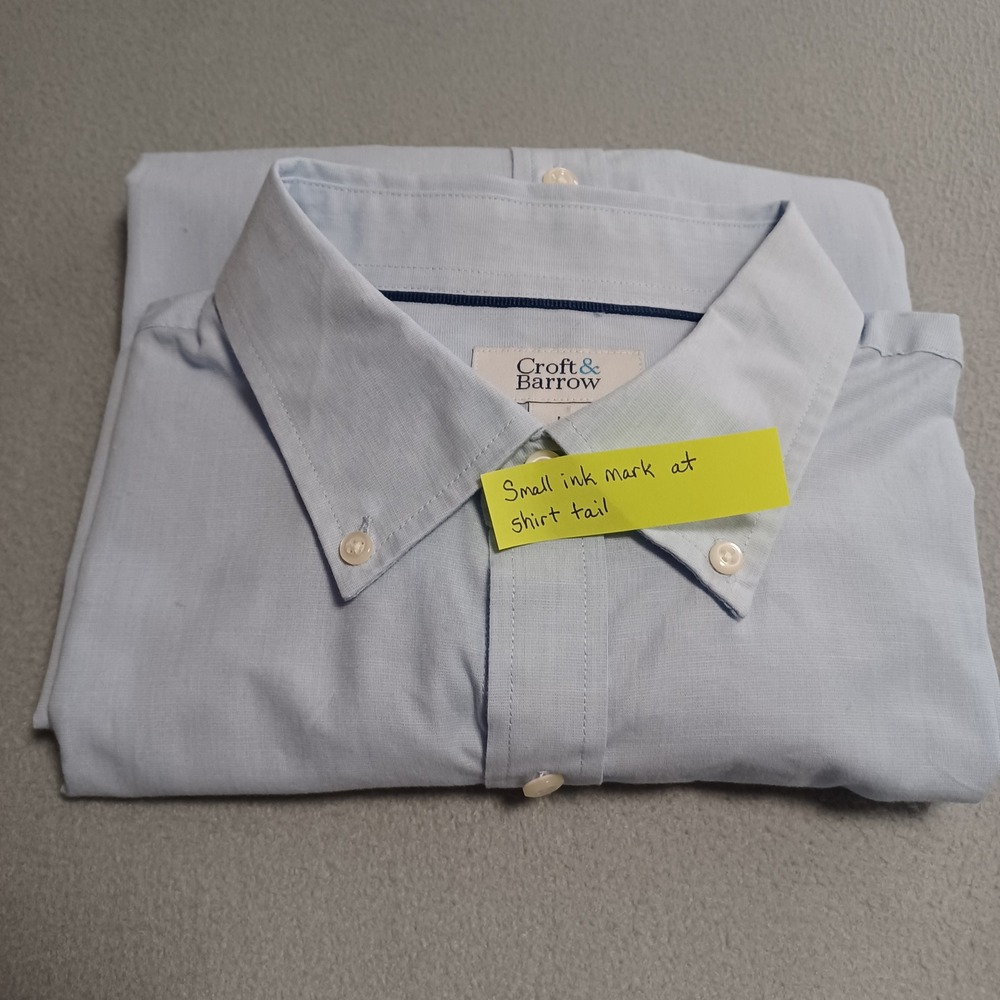 Croft & Barrow Button Down Men L Tall Blue Short Sleeve Pocket Shirt MC21W180XS2 - Picture 12 of 12